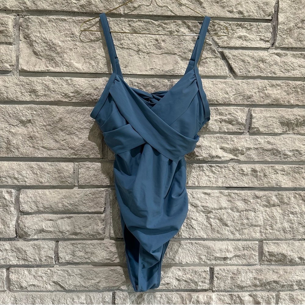 Dusty blue one piece swimsuit
